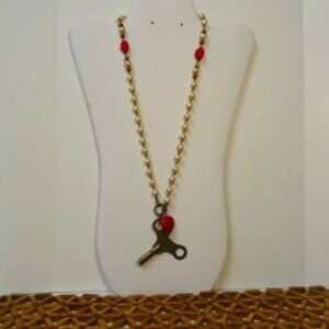 Handmade 11" Necklace with Cute Skater Key, NWOT